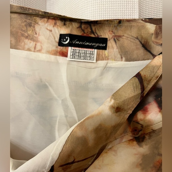 Grunge silk watercolor Floral Print Women's silk blend midi Skirt NWT whimsical - Picture 4 of 4